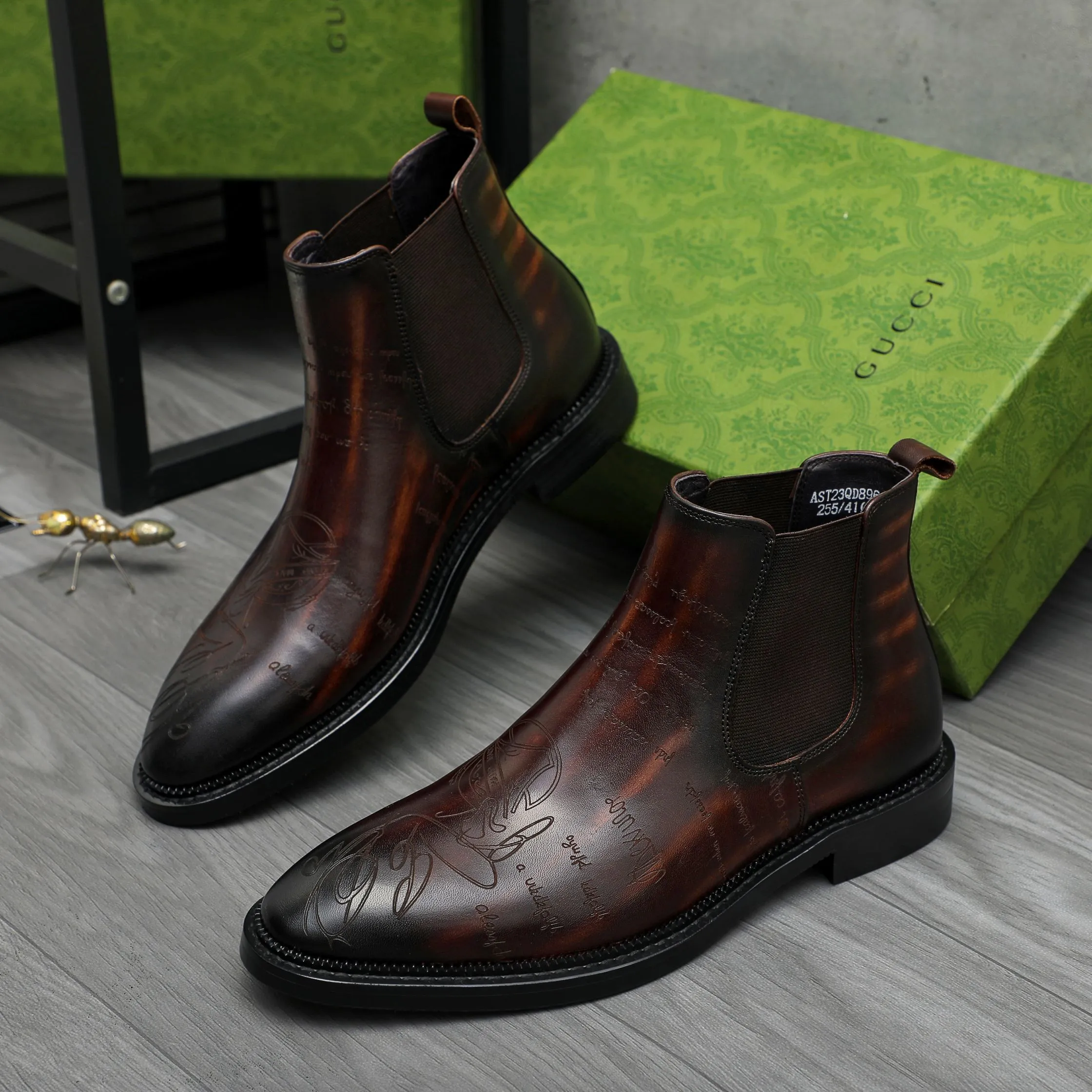Men's shoes 💰p620 Product trademark: GUCCI "Gucci" high-top business leather shoes Regular size: 37-46 (37.46 custom-made, non-refundable) Product materials: Selected carved cowhide upper, pigskin lining, rubber outsole